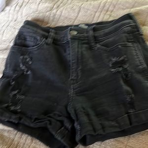 Black ripped jean shorts teen size 0